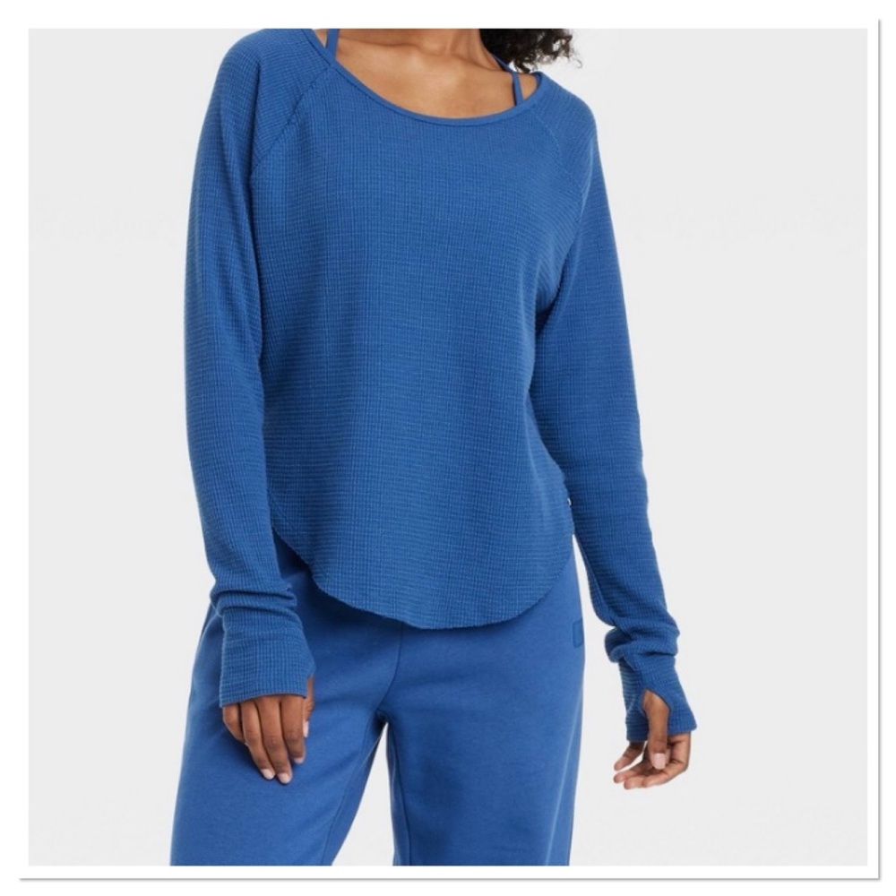 Women’s Blue Waffle Knit Leggings Friendly Top Joy Lab